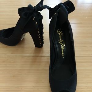 Beverly Feldman lace up satin heels